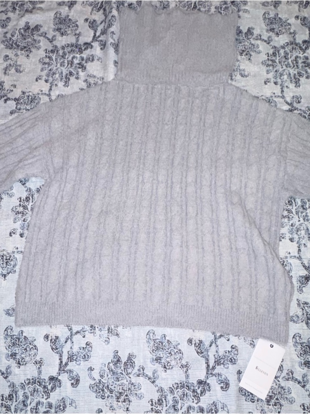 Amazon Light Gray Cable-Knit Turtleneck Sweater